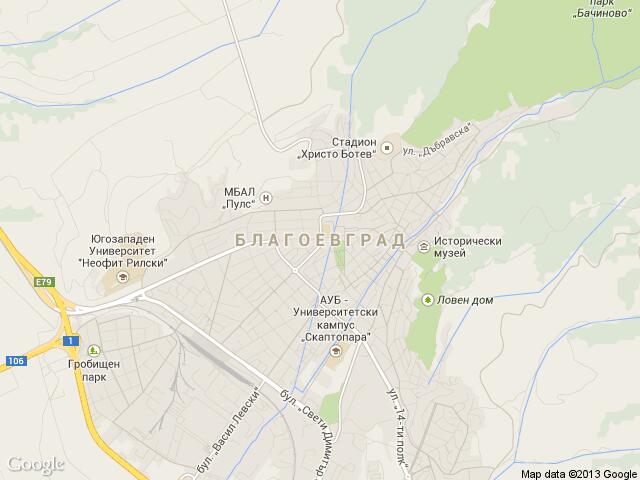 Карта на Благоевград