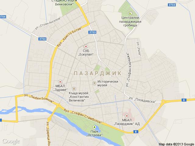 Карта на Пазарджик